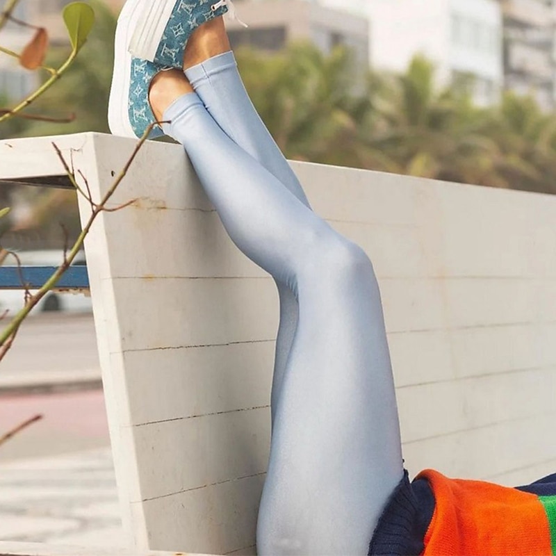 Women's Normal Tights Leggings Cozy Leggings Fashion Full Length Mid Waist Plain Comfort Micro-elastic Party Casual Weekend Silver Army Green Dusty Rose Navy Blue Summer Spring & Fall Slim4