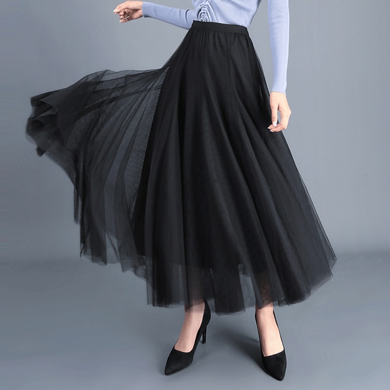 Ballroom Dance Skirts Tulle Women's Party Daily Wear High Polyester