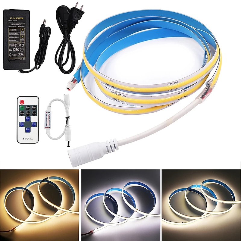 2~5m COB LED Strip Ligh 640/960/1600 LEDs 10mm Warm White Red Blue Yellow 12V for Under Cabinet Vanity Mirror Bedroom Kitchen2