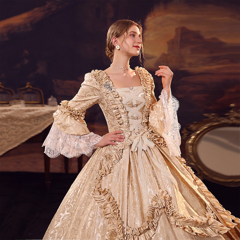 Princess Shakespeare Plus Size Gothic Rococo Vintage Inspired Medieval Party Costume Masquerade Women's Costume Vintage Cosplay Wedding Party 3/4-Length Sleeve Ball Gown Christmas3