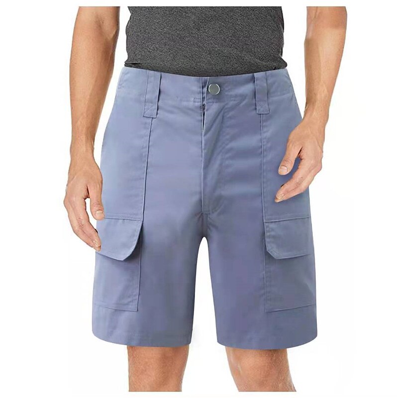 Men's Cargo Shorts Work Shorts Hiking Shorts Pocket Multi Pocket Plain Comfort Breathable Knee Length Casual Daily Fashion Streetwear White Navy Blue3