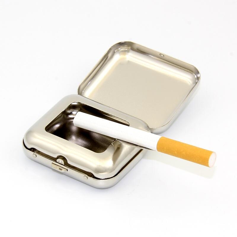 Pocket Ashtray Portable New Silver Tinplate Lightweight Personality Creative Fashion Ashtray Outdoor Travel Quality Tide