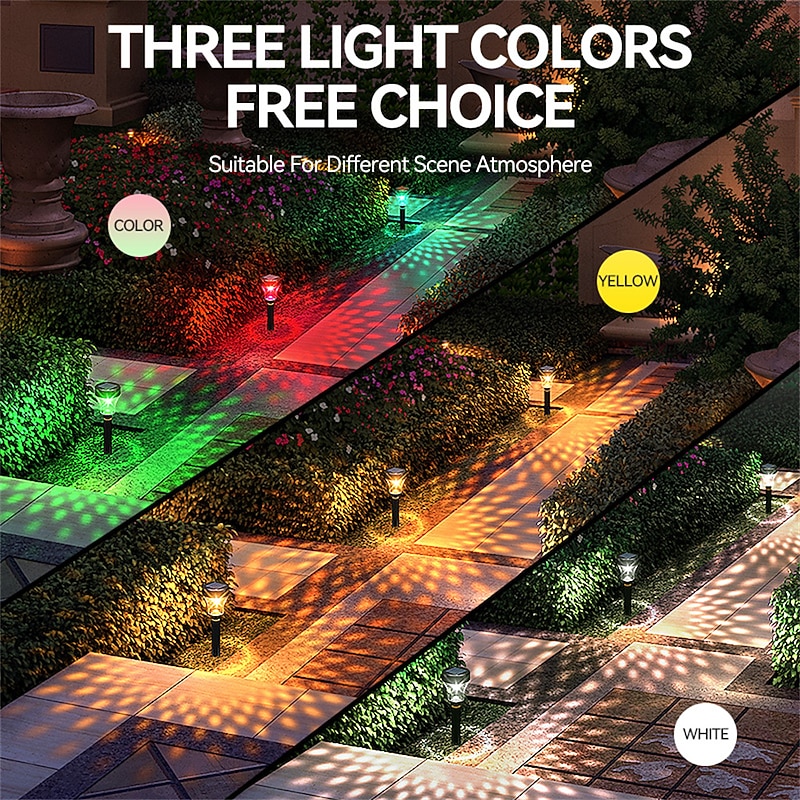 2/6pcs Solar Garden Pathway Lights Outdoor LED Lawn Lamp RGB Warm White Color for Garden Decor Landscape Lighting3