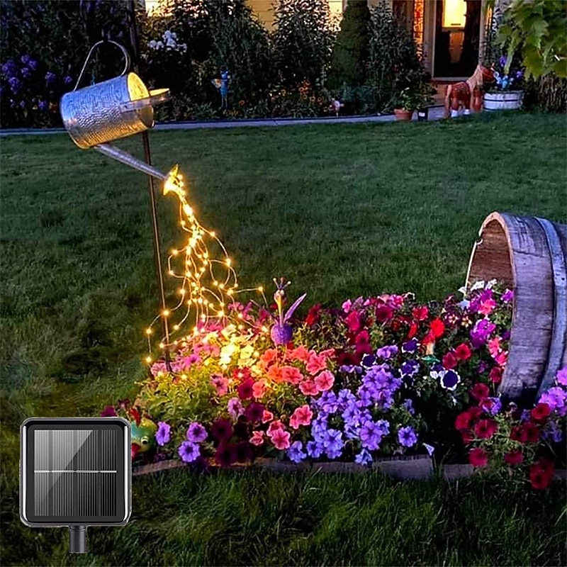 Solar Firefly Bunch Garden Lights Outdoor Waterfall String Lights 2M 180LEDs with 8 Flashing Modes for Patio Wedding Party Decoration Christmas Tree EL 5mm Warm White Cold White Blue Copper Wire Lights Waterproof Solar Powered3