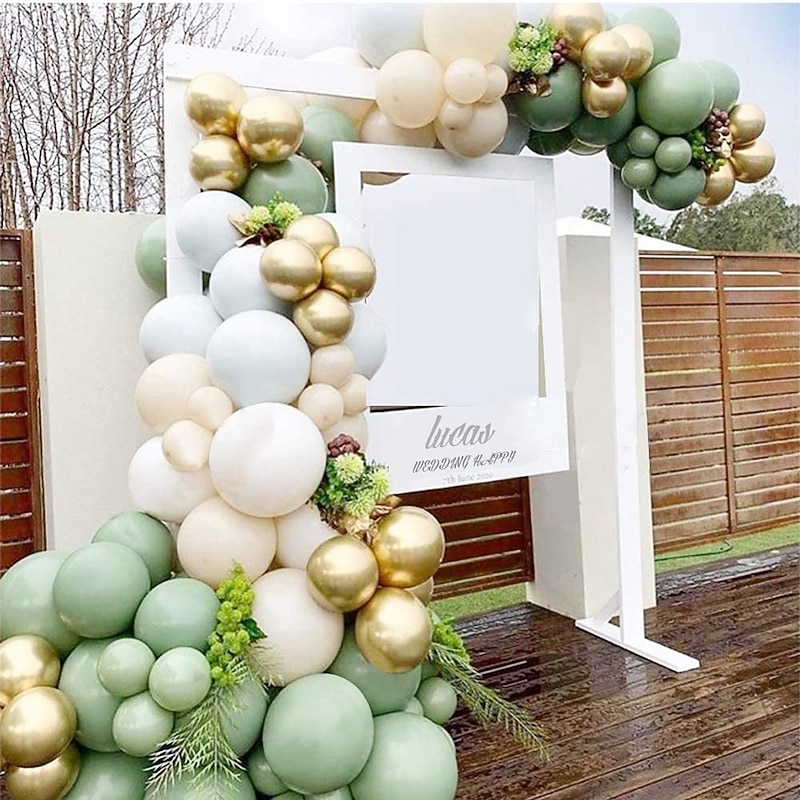 Balloon Garland Arch Kit - Avocado Green Balloon with Blush Balloons Gold Balloons and Macaron Gray Balloons for Wedding Birthday Party Baby Shower Party Background Decoration2