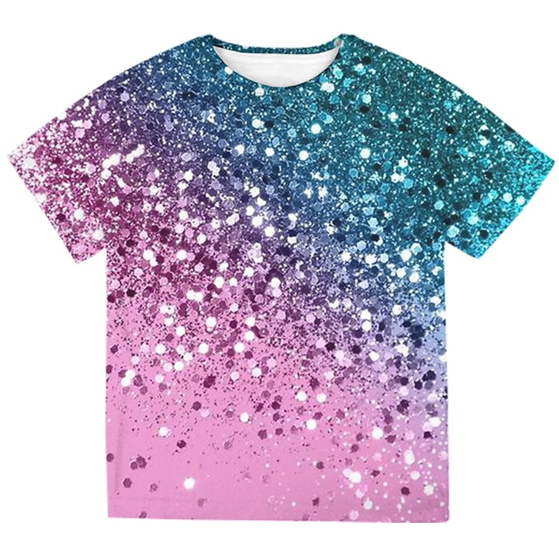 Girls' 3D Gradient Ramp T-shirt & Shorts Clothing Set Short Sleeve Summer Spring Active Fashion Cute Polyester Kids 3-13 Years Outdoor Street Sports Regular Fit2