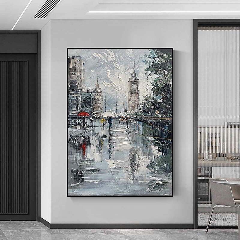 Mintura Handmade City Landscape Oil Painting On Canvas Wall Art Decoration Modern Abstract Picture For Home Decor Rolled Frameless Unstretched Painting3