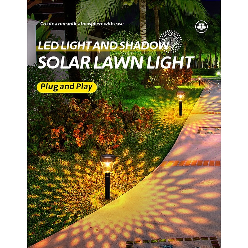 2/6pcs Solar Garden Pathway Lights Outdoor LED Lawn Lamp RGB Warm White Color for Garden Decor Landscape Lighting2