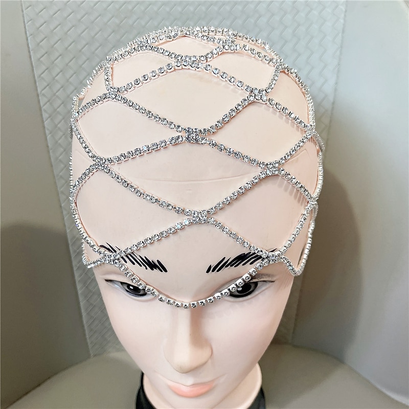 Vintage Roaring 20s 1920s Headpiece Headband Beaded Cap Charleston Wedding Guest Fancy Dress Women's Masquerade Wedding Wedding Guest Party / Evening Adults' Headband4
