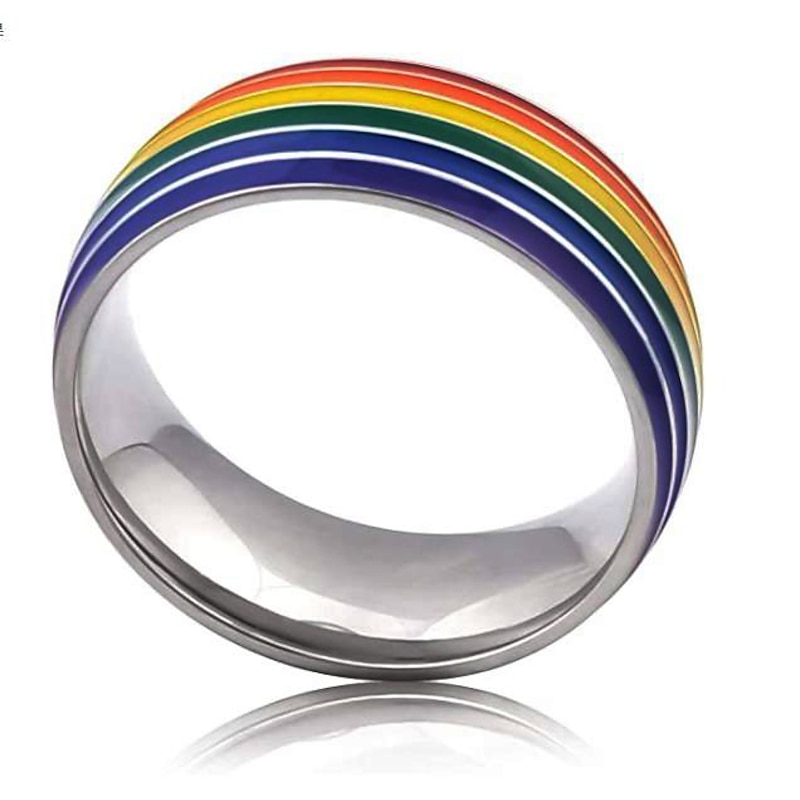 Six-color Rainbow Ring Gay Lgbt Gay Ring / Trendy Men Titanium Steel Personality Ring2