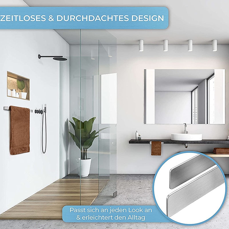 Towel Rack Self Adhesive 304 Stainless Steel Bathroom Toilet Towel Rack Kitchen Self-adhesive Towel Ring Hardware Rack3