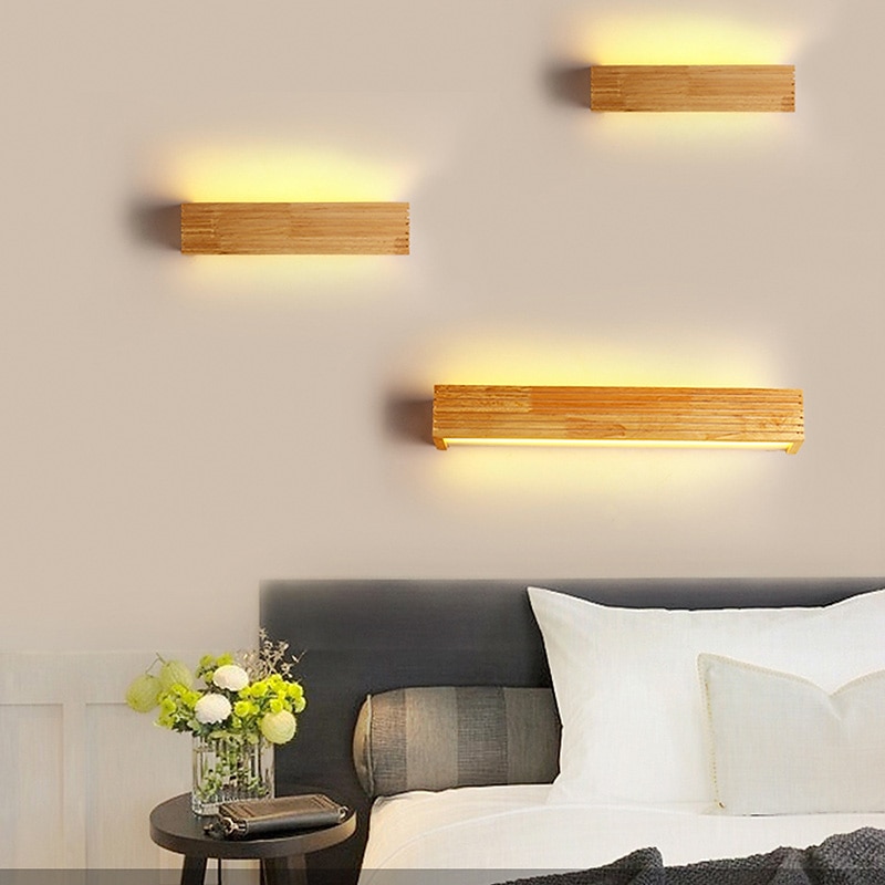 Modern Nordic Style Indoor Wall Light LED Wood Fixture for Living Room Bedroom Bathroom Wall Sconce 220-240V 8W