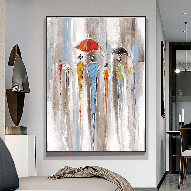 Oil Painting Hand Painted Vertical Abstract People Contemporary Modern Rolled Canvas (No Frame)3