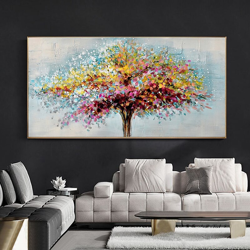 Handmade Oil Painting CanvasWall Art Decoration Abstract Knife Painting Landscape Tree For Home Decor Rolled Frameless Unstretched Painting 9
