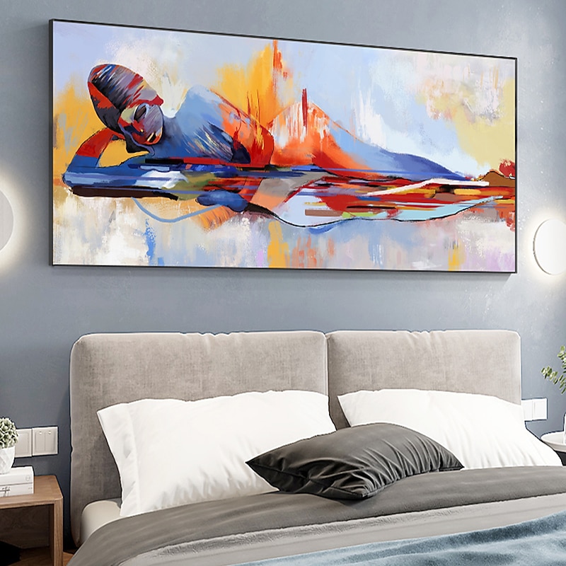Mintura Handmade Oil Painting On Canvas Wall Art Decoration Modern Abstract Sleeping Buddha Picture For Home Decor Rolled Frameless Unstretched Painting3