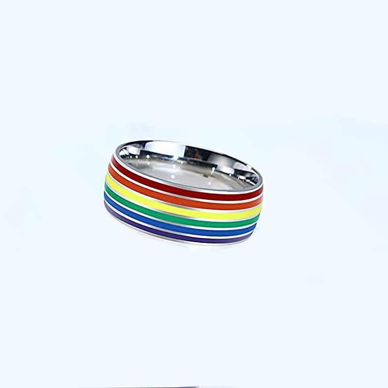Six-color Rainbow Ring Gay Lgbt Gay Ring / Trendy Men Titanium Steel Personality Ring3