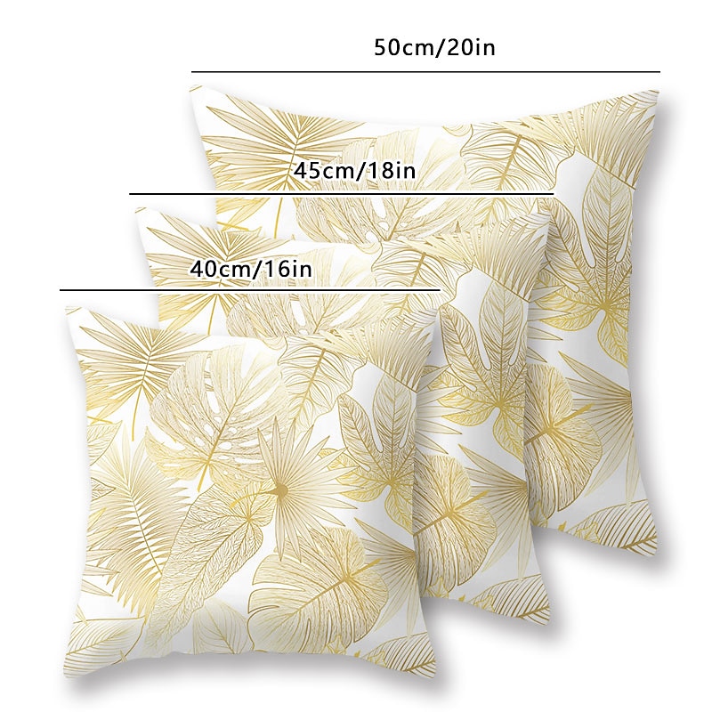 1 pcs Velvet Pillow Cover, Floral Floral&Plants Classic Pastoral Square Traditional Classic Outdoor Cushion for Sofa Couch Bed Chair Golden2