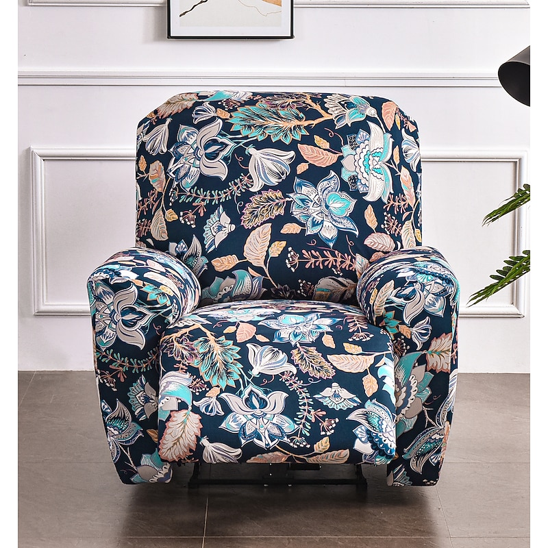 Stretch Recliner Covers Slipcover Graphic Print Anti-Slip Fitted Cover Couch Furniture Protector with Elastic Bottom(Include 1 Backrest Cover, 1 Seat Cover, 2 Armrest Cover)2