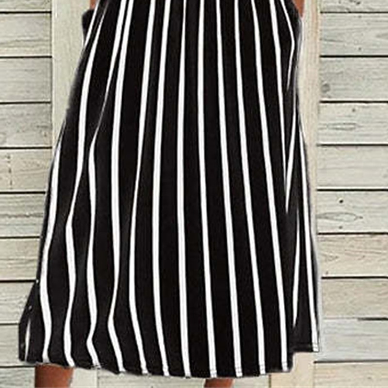 Women's Midi Dress Casual Dress Casual Outdoor Daily Holiday Loose Fit Striped Sleeveless Crew Neck Black White Summer Spring3