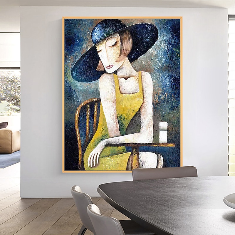 Oil Painting 100% Handmade Hand Painted Wall Art On Canvas Vertical Abstract People Contemporary Modern For Home Decoration Decor Rolled Canvas No Frame Unstretched4