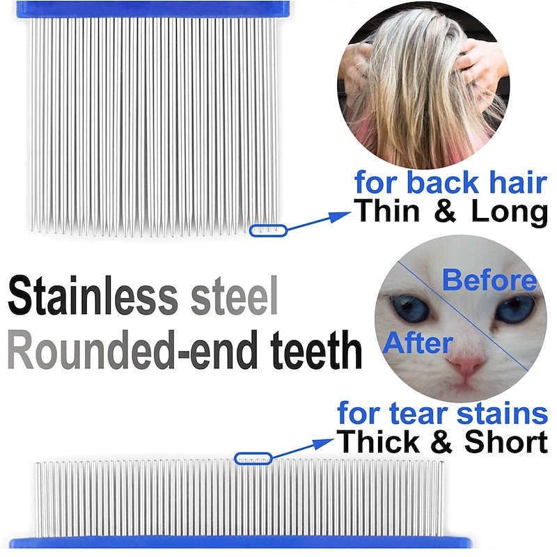 6pcs/Set Pet Lice Combs Dog Grooming Flea Comb Tear Stain Comb for Removal Dandruff Hair Stain Nit for Dogs Cats2
