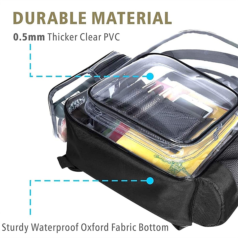 Clear Backpack F-color Large Clear Backpack Heavy Duty PVC Transparent Clear Bag for Stadium School Back to School Gifts3
