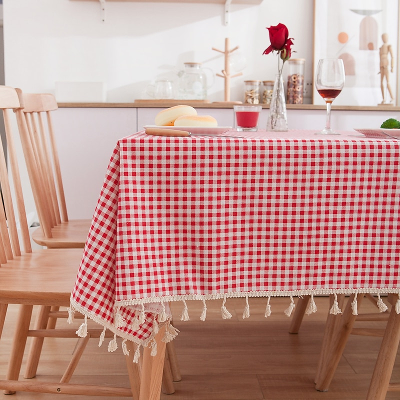 Farmhouse Tablecloth Cotton Linen Rectangle Table Cloths for Kitchen Dining, Party, Holiday, , Buffet Holiday Family Gathering2