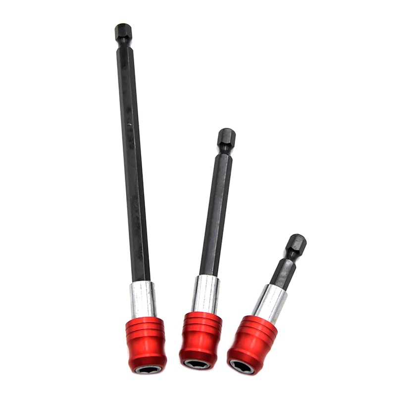 1/4 Inch Red Hexagonal Handle Batch Head Extension Rod Magnetic Screwdriver Quick Release Self-locking Extension Rod 60/100/150mm