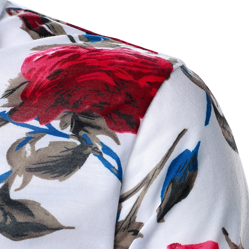 Kentucky Derby Men's Floral Button Up Shirt Hawaiian Polo Shirts Golf Shirt Short Sleeve Polo Shirts Collared Shirts Casual Beach Wear Vacation Wear Tropical Wear Party Outfits Buttons 3D Print White4