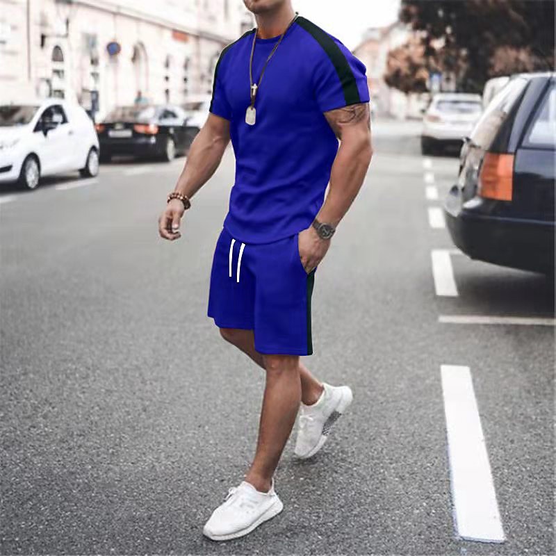 Men's T-shirt Suits Tracksuit Tennis Shirt Shorts and T Shirt Set Short Sleeve Short Sleeves Short Pant Round Neck Spring & Summer Geometry Muscle Sports Designer Sportswear Patchwork 2 Piece Street3