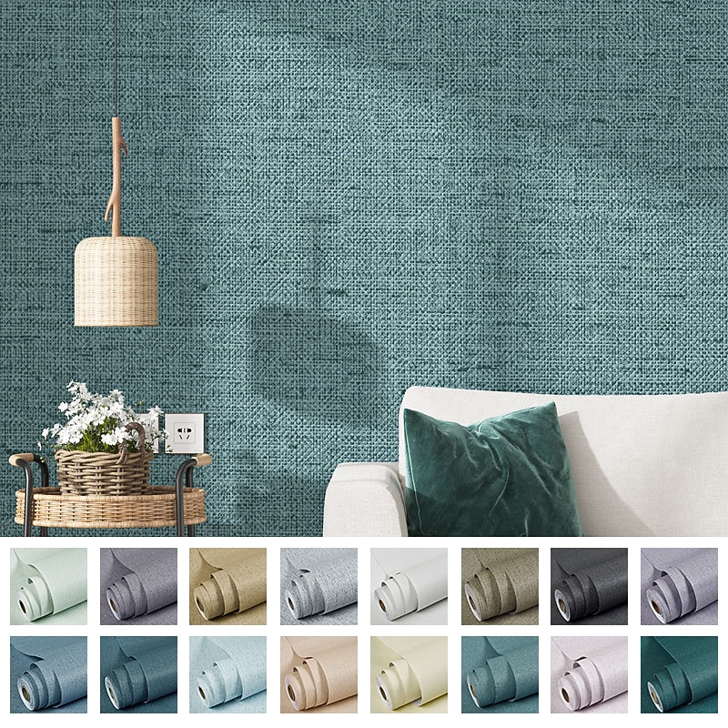 Wallpaper Self-adhesive Solid Color Wall Fabrics  Non Woven for Home Decoration Waterproof Material Home Decor 53x300cm