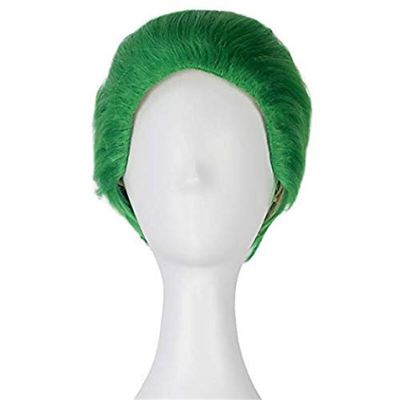 Squad The Joker Cosplay Wigs Short Straight Green Wig Men Adult Cosplay Full Machine Made Wig for The  Ball During Halloween Wigs St.Patrick's Day Wigs4