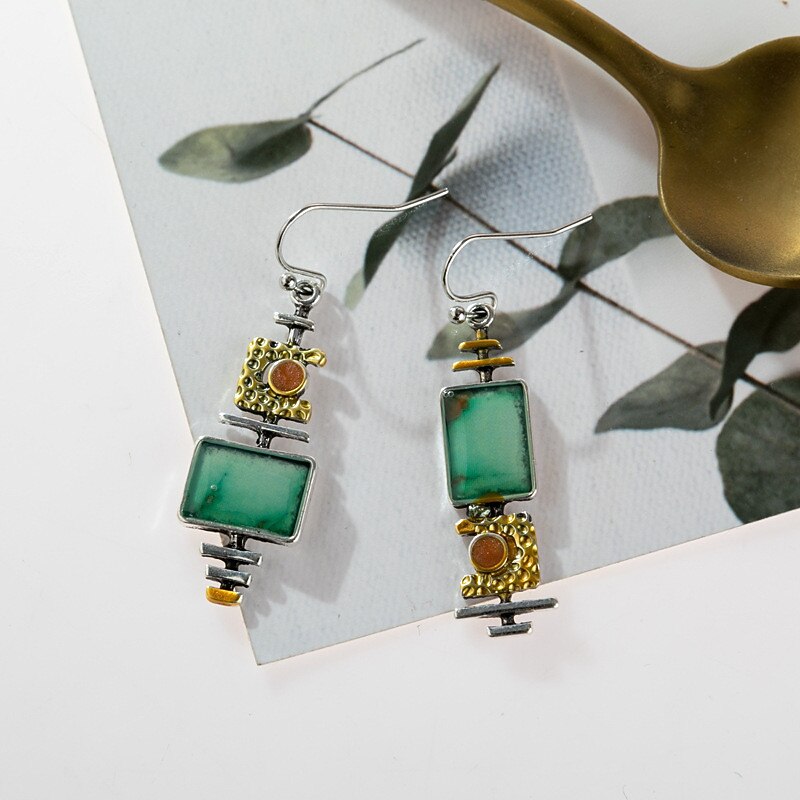 Women's Earrings Vintage & Fashion Street Style Textured Geometry Earring / Green / Dailywear / Spring / Summer / Fall / Winter2