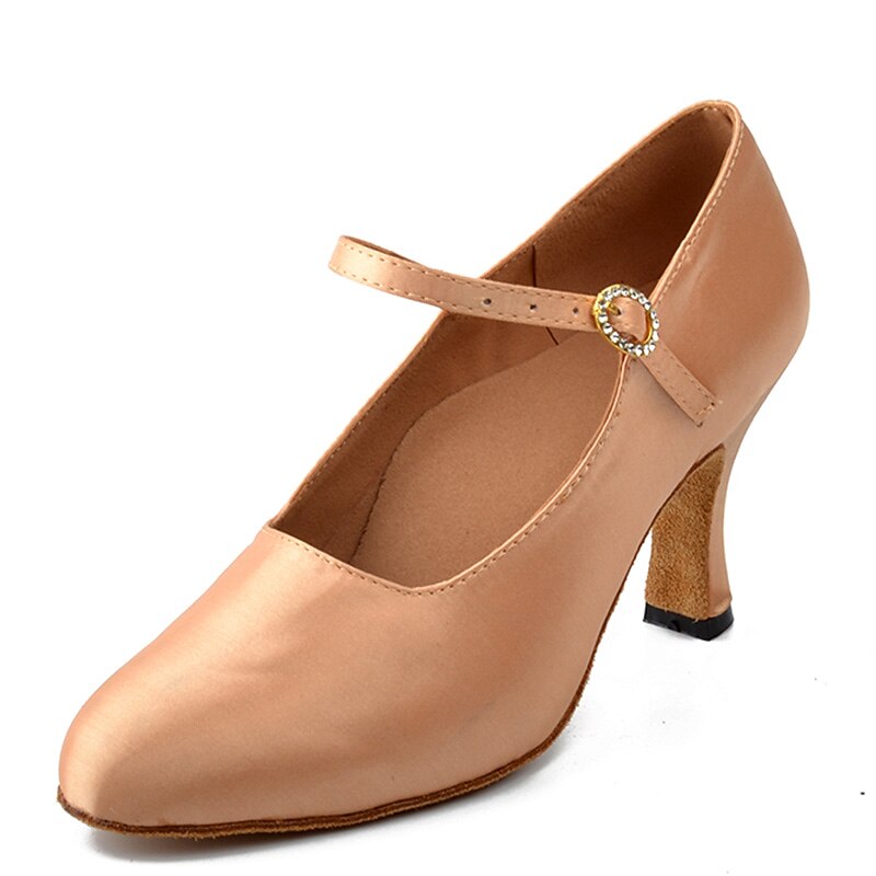 Women's Ballroom Dance Shoes Modern Shoes Character Shoes Performance Indoor Waltz Heel Solid Color High Heel Pointed Toe Ankle Strap Adults' White Almond