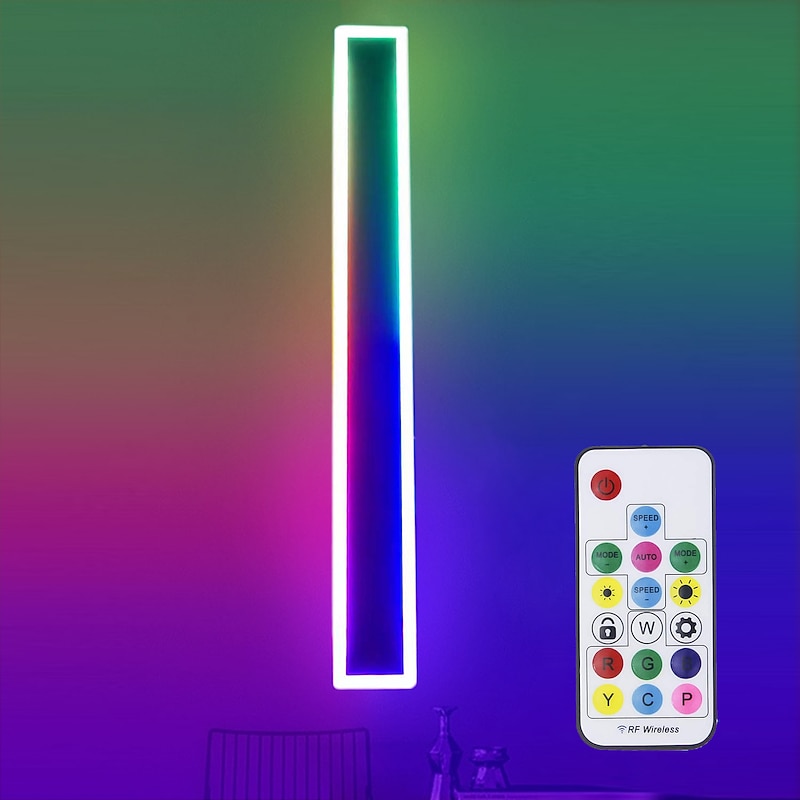 RGB Colorful Dimming Wall Light LED WS2811 IC Wall Lamp with RF Remote Control 15W Acrylic Aluminum Sconce for Living Room Bedroom Hallway Background Decor