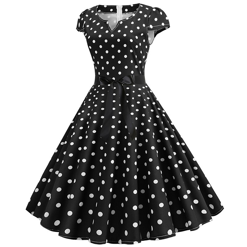 50s Polka Dots Swing Dress Retro Vintage 1950s Grease Outfits Vacation Dress Flare Dress Women's Cosplay Costume Casual Daily Dress Masquerade3