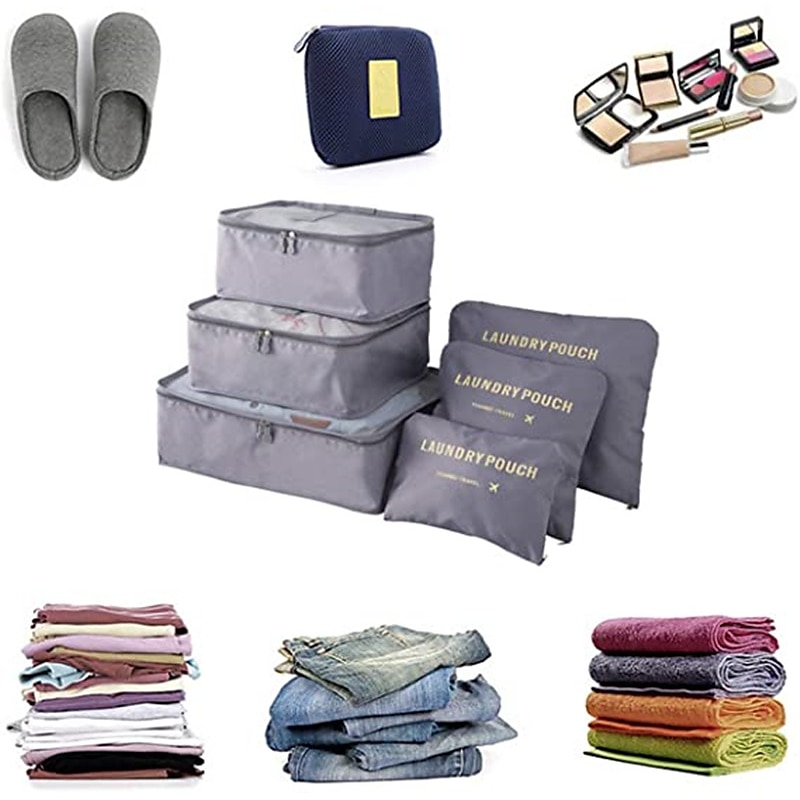 Compression Travel Packing Cubes Set for Luggage Storage and Backpack Organizer Space Savers, 6PCS Travel Storage Bag Set, Suitcase Packing Organizers for Clothes, Laundry Pouches2