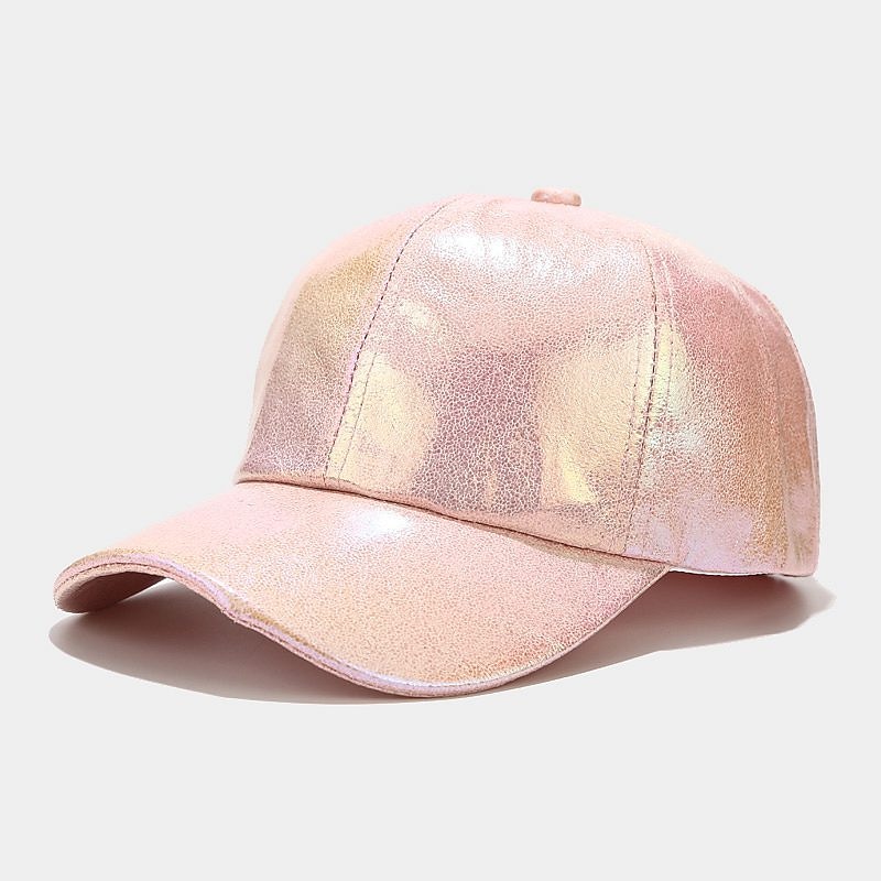 Pleated Pu Baseball Cap Unisex Man Woman Sparkling Adjustable Outdoor Snapback Hat Colorful Peaked Cap Stage Hip-Hop Hat 11