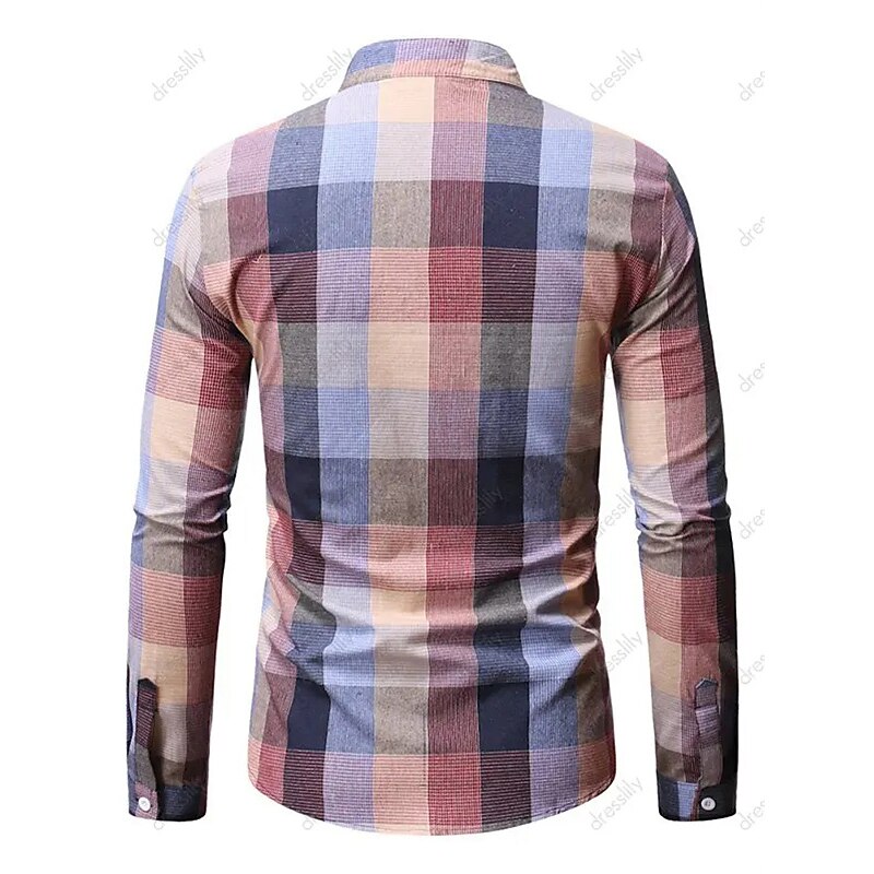 Men's Chinese Collar Shirt Mandarin Collar Shirt Dress Shirt Plaid Shirt Collarless Shirt Graphic Wedding Outdoor Purple Long Sleeve Turndown Spring &  Fall Clothing Apparel Print2