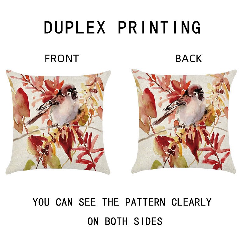 Bird Throw Pillow Cover 4PC Floral Plant Double Side Print Soft Decorative Cushion Case Pillowcase for Bedroom Livingroom Machine Washable Indoor Cushion for Sofa Couch Bed Chair4