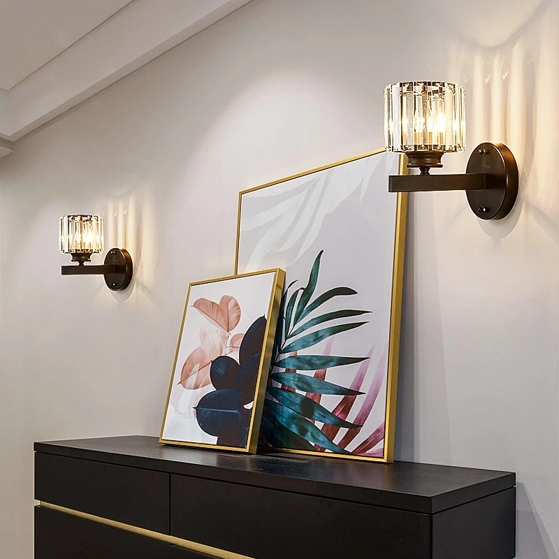 Modern Indoor Wall Light LED Crystal Wall Lamp Living Room Bedroom Bedside Aisle Lamp