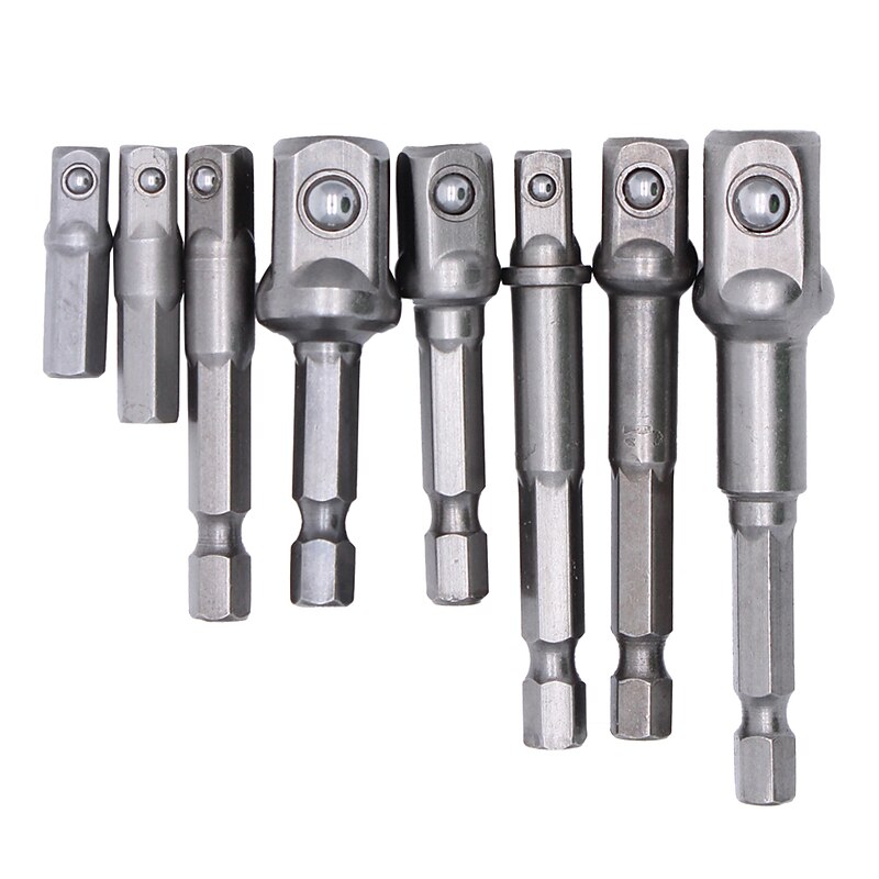 3pc/8pc 1/4 Chrome Vanadium Steel Socket Adapter Bits Set Hex Shank Extension Drill Bit Bar Hex Bit Set Power Tools