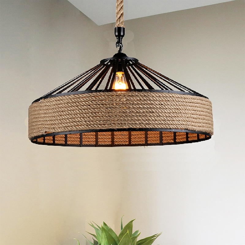 30/40 cm Island Design Pendant Light LED Hemp Rope Metal Country Vintage Farmhouse Nordic Style 220-240V