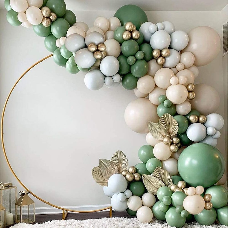 Balloon Garland Arch Kit - Avocado Green Balloon with Blush Balloons Gold Balloons and Macaron Gray Balloons for Wedding Birthday Party Baby Shower Party Background Decoration