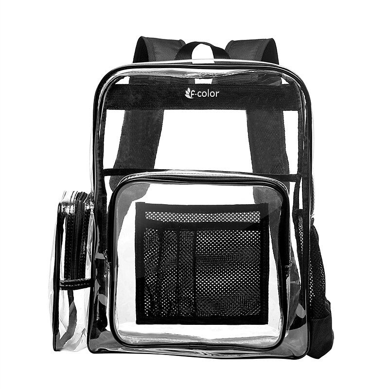 Clear Backpack F-color Large Clear Backpack Heavy Duty PVC Transparent Clear Bag for Stadium School Back to School Gifts4