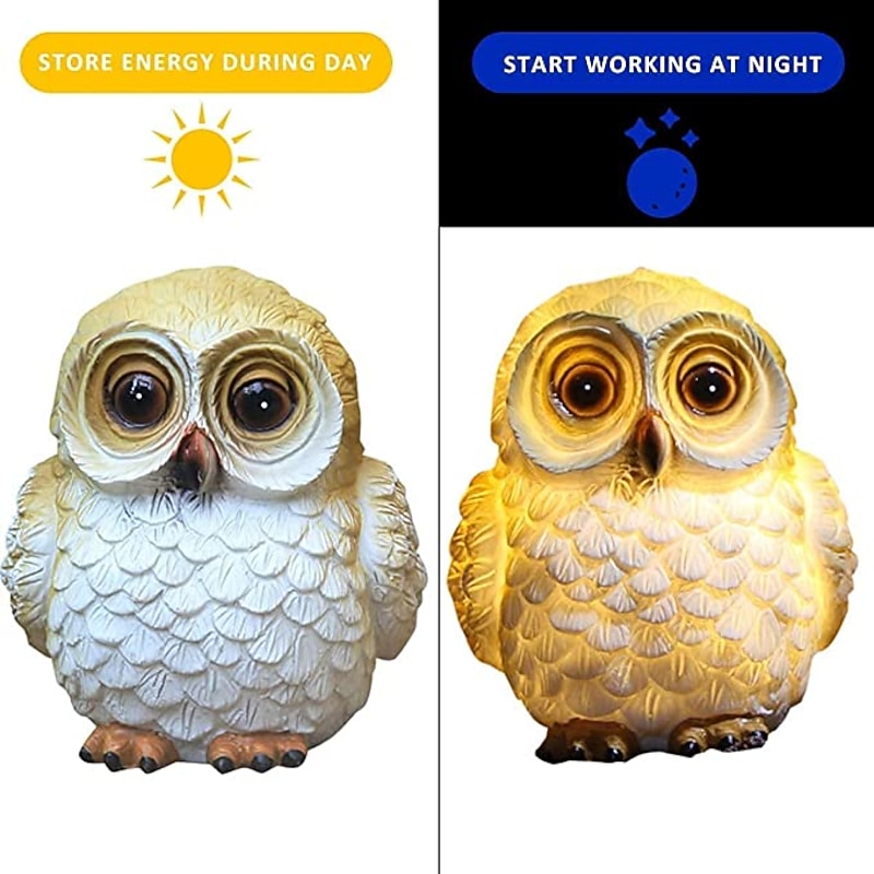 Solar Animal Owl Statue Light Outdoor Waterproof Solar Resin Owl Garden Sculptures Lights for Indoor Outdoor Art Decor Courtyard Landscape Lawn Decoration Light3