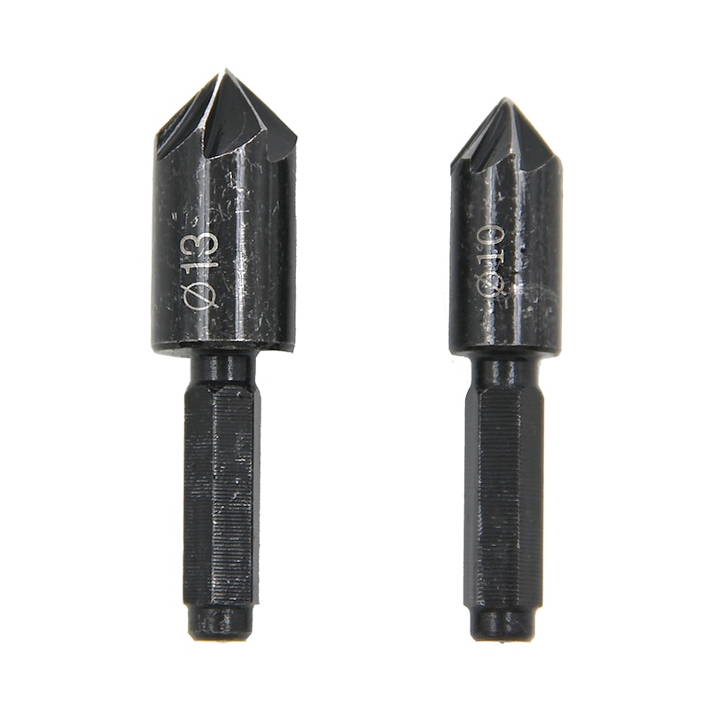 2pcs/Set 10mm 13mm Countersink Drill Bit Set 7 Flute Counter Sink Chamfer Cutter Round Shank For Wood Drilling