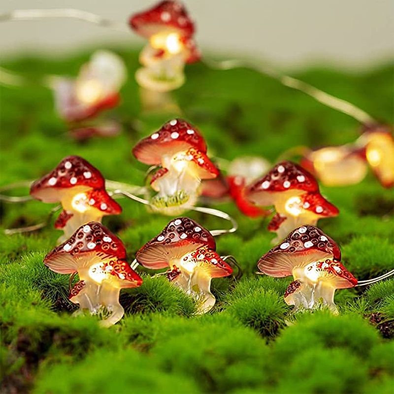 Mushroom String Light 3m 30LED with Remote Control 8 Modes Battery Powered Fairy Lights Decorfor Home Garden Terrace Christmas Wedding Party Indoor Outdoor Patio Fence Decoration Lights2
