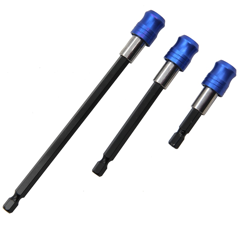 1/4 Inch Blue Hex Shank Automatic lock Screwdriver Bit Extension Rod Quick Release Magnetic Lengthen Batch Head Rod 60mm 100mm 150mm3