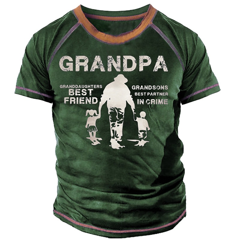 Men's Letter Graphic Prints T Shirt Funny T Shirts Grandpa T Shirt Short Sleeve T shirt 3D Print Crew Neck Shirt Vintage Sports Designer Outdoor Street Daily Yellow Navy Blue Green Summer Clothing4